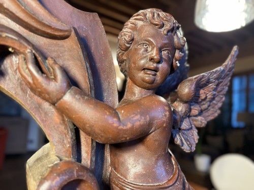  - Grande paire d’anges de buffet d’orgue du XIXe siècle