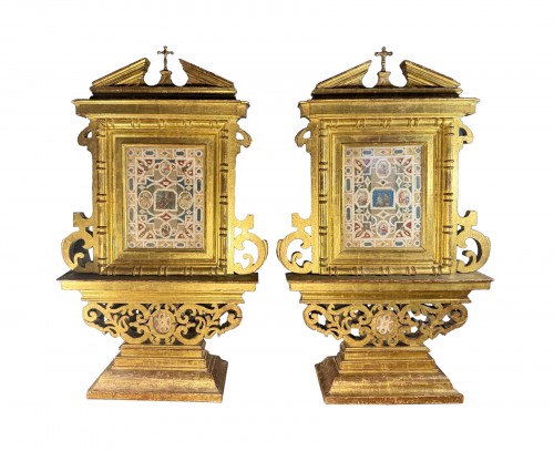 Importante paire de reliquaires retables  du XVIe siècle