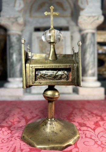 Copper And Rock Crystal Shrine From Saint Maurice , France 15th Century  - Renaissance