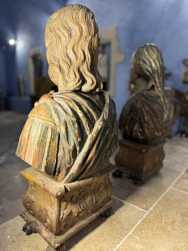  - Paire de bustes reliquaires des saints Sylvie et Gordien fin XVIIe