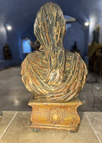 Antiquités - Paire de bustes reliquaires des saints Sylvie et Gordien fin XVIIe