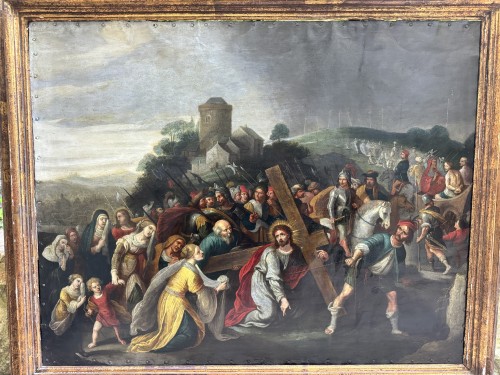 Tableaux et dessins Tableaux XVIIe siècle - Le Portement de la Croix - école Flamande du XVIIe siècle