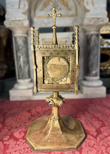 XVIe siècle et avant - Monstrance reliquaire en cuivre, fin XVedébut XVIe