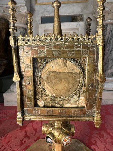 Renaissance - Monstrance reliquaire en cuivre, fin XVedébut XVIe