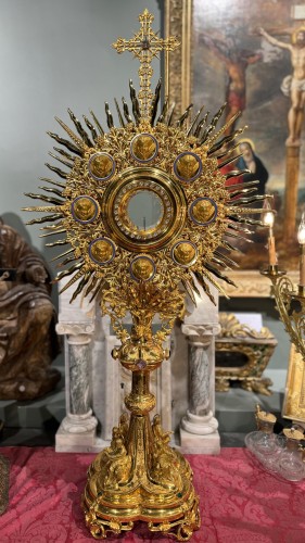 19th Century Monumental Monstrance - Jamain et Chevron Goldsmiths - Religious Antiques Style 