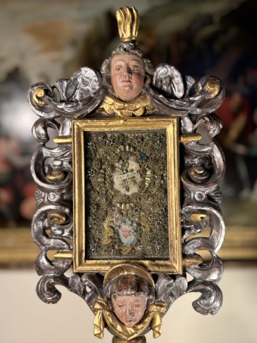 Art sacré, objets religieux  - Paire de monstrances reliquaires, Italie XVIIIe siècle