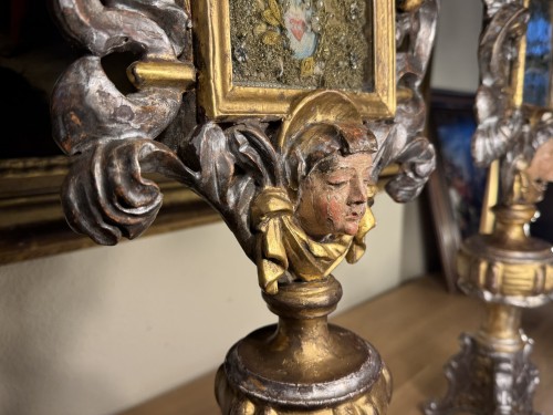 Antiquités - Paire de monstrances reliquaires, Italie XVIIIe siècle