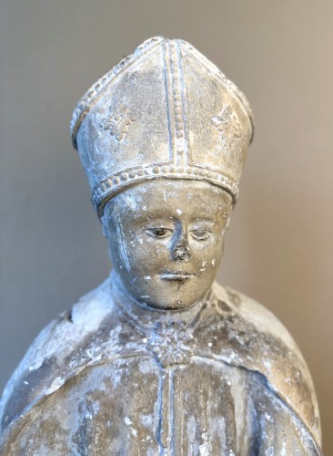 15th Century Saint Bishop - Sculpture Style 