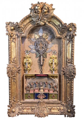 Baroque Reliquary Altarpiece With 27 Relics Circa 1740