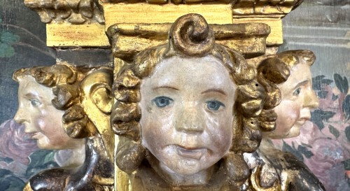 Religious Antiques  - Architectural Element Of A Carved Wooden Altarpiece 18th Century 