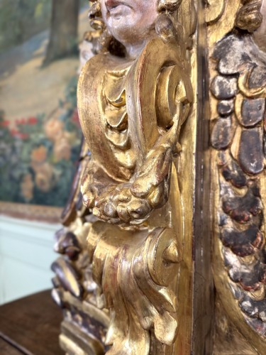 Architectural Element Of A Carved Wooden Altarpiece 18th Century  - 