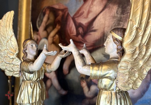 Imposing Pair Of Altar Angels – 18th Century  - 