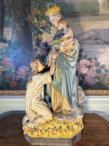 Religious Antiques  - Imposing Representation Of Our Lady Of Deliverance Of Souls From Purgatory 