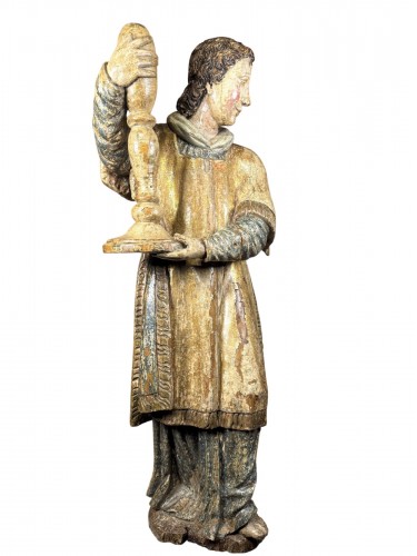Sculpture Of An Altar Angel, Belgium 17th Century