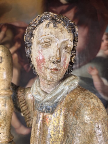 Religious Antiques  - Sculpture Of An Altar Angel, Belgium 17th Century