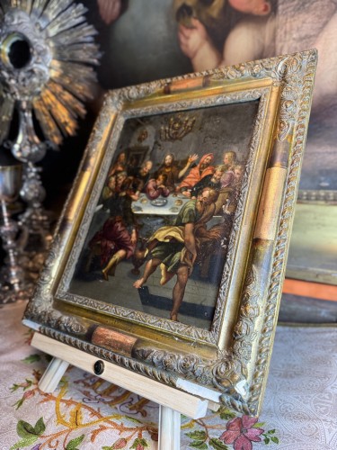 La Cène – École Flamande du XVIIe siècle - Tableaux et dessins Style 