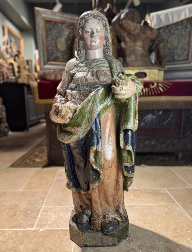 Antiquités - Large Sculpture Of A Saint - Flemish 17th Century