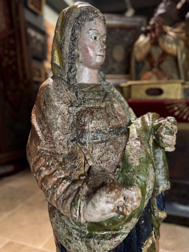 Antiquités - Large Sculpture Of A Saint - Flemish 17th Century