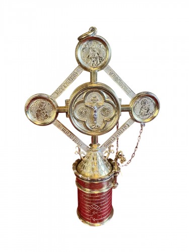 Custode et boite à Sainte huile en vermeil - Allemagne XIXe