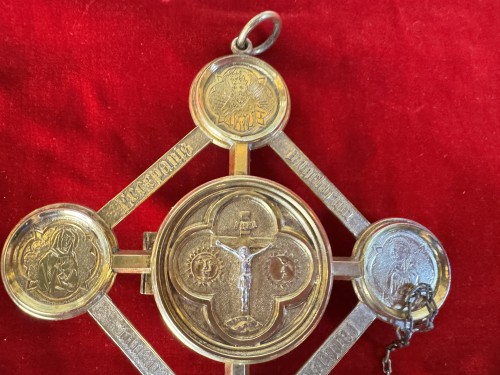 Art sacré, objets religieux  - Custode et boite à Sainte huile en vermeil - Allemagne XIXe