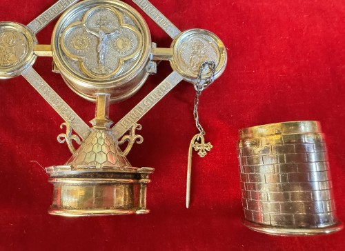 Custode et boite à Sainte huile en vermeil - Allemagne XIXe - Le jardin des Moines