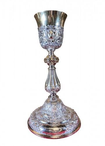 Imposing Armenian Chalice In Silver And Vermeil - 19th Century