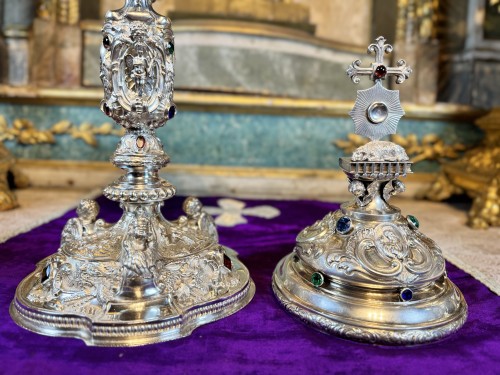 Silver Ciborium, Cathedral Model - 19th Century - Religious Antiques Style 