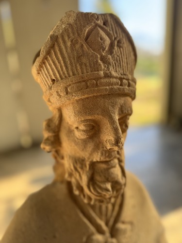 Sculpture Sculpture en pierre - Statue de Saint Nicolas en pierre - XVIIIe