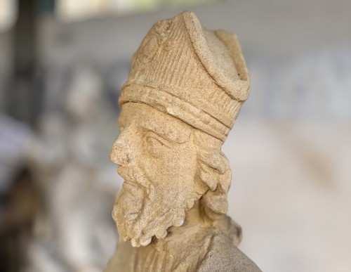 Statue de Saint Nicolas en pierre - XVIIIe - Le jardin des Moines