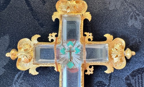 Relic Of The Holy Cross In A Gold Reliquary - 19th Century - 