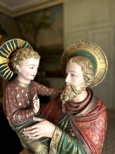 Saint Joseph Carrying The Child dated 1873 - Sculpture Style 