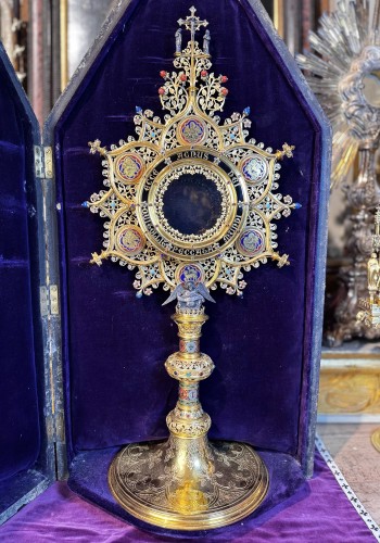 Neogothic Monstrance - Goldsmith Fuchs Late 19th Century  - Religious Antiques Style 