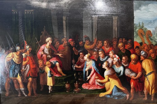 Paintings & Drawings  - Solomon Receiving The Queen Of Sheba - Flemish School 17th Century