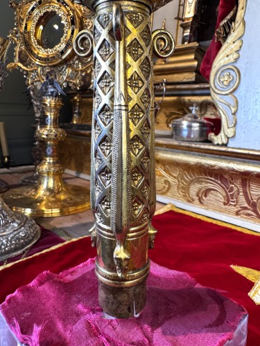  - 19th century Neo-Gothic episcopal crosier in gilded copper