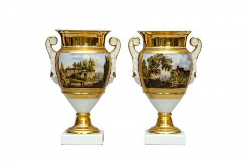 Pair of egg shaped vases, Mecury’s handles, Brussels 