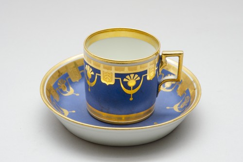 Sublime gobelet litron et soucoupe, porcelaine de Vienne, 1808 - L'Egide Antiques