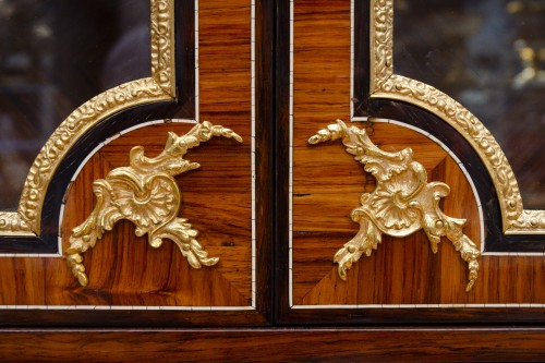 Furniture  - Exquisite cylinder secretary desk with display cabinet, Napoleon III period