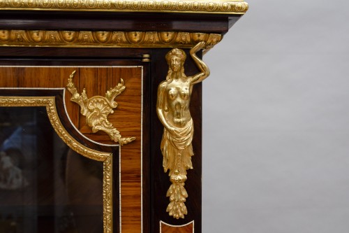 Exquisite cylinder secretary desk with display cabinet, Napoleon III period - Napoléon III