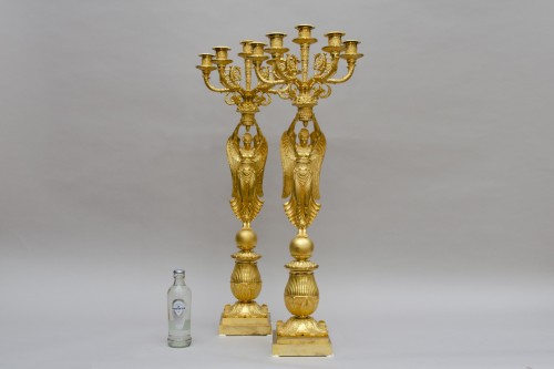 Lighting  - Fine pair of candelabras with winged victories after Pierre Philippe Thomir