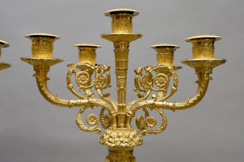 Antiquités - Fine pair of candelabras with winged victories after Pierre Philippe Thomir