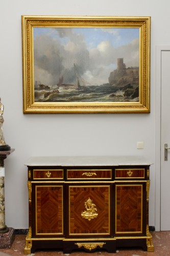 Grande Marine, daté 1855  - Wilhelm August KRAUSE (1803-1864) - Tableaux et dessins Style Napoléon III