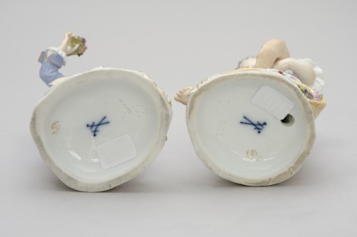 Paire de ravissants enfants jardiniers, porcelaine de Meissen 19e siècle - L'Egide Antiques