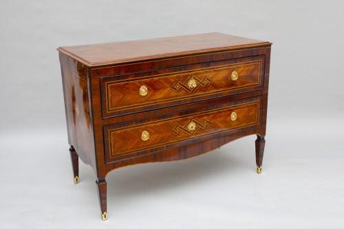 Commode italienne en marqueterie de bois, vers 1800 - Mobilier Style Directoire