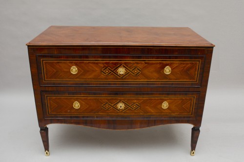 Commode italienne en marqueterie de bois, vers 1800 - L'Egide Antiques