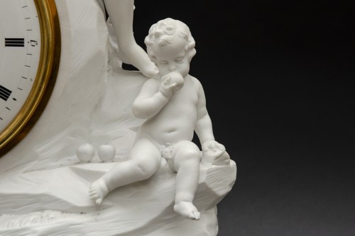 Directoire - Orpheé charmant les animaux », pendule en biscuit fin du 18e siècle