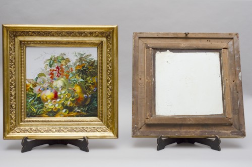 Pair of Still-lifes of fruit and flowers by Mariotte Ernest dated 1866 - Porcelain & Faience Style Napoléon III
