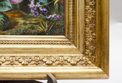 Pair of Still-lifes of fruit and flowers by Mariotte Ernest dated 1866 - Napoléon III