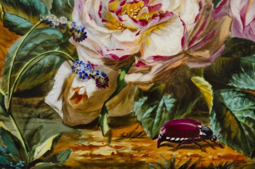 Napoléon III - Pair of Still-lifes of fruit and flowers by Mariotte Ernest dated 1866
