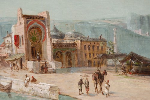 Paintings & Drawings  - Oriental Harbour view by Jean-Baptiste Durand-Brager (1814- 1879)