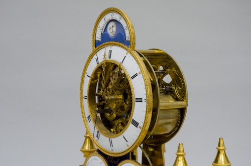 Antiquités - Rare pendule à complication portique, Pillard à Troyes Dernier quart du 18e siècle